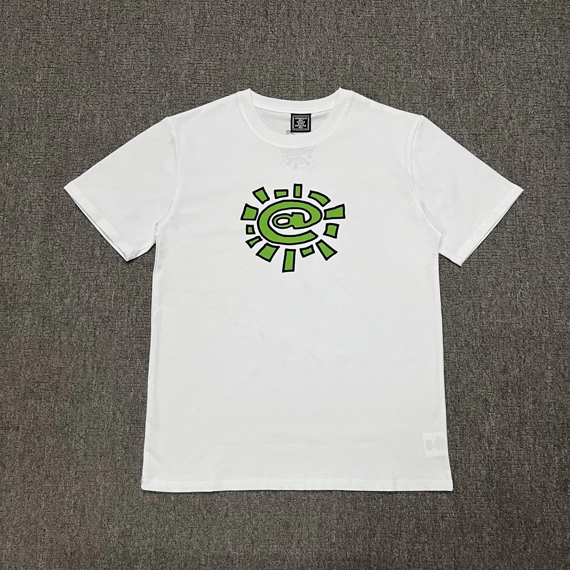 A&D Shorts Sun logo print — AD04 white print green