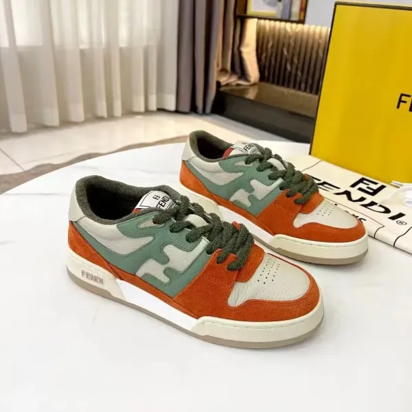 Fendi Fendigraphy Low Orange Green White Sneakers - 1
