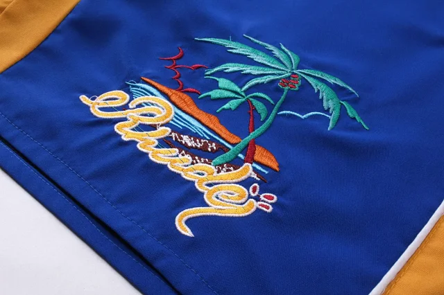 Rhude Shirts Colorblock Palm Tree Embroidered Short-Sleeve Shirt product detail image 37