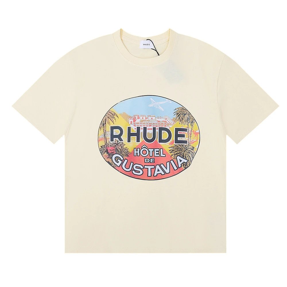 Rhude T-Shirts Graphic Print — 5066 Apricot color