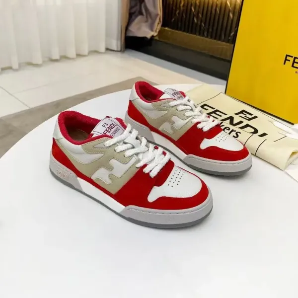 Fendi Fendigraphy Low-Top Red and Beige Sneakers - 1