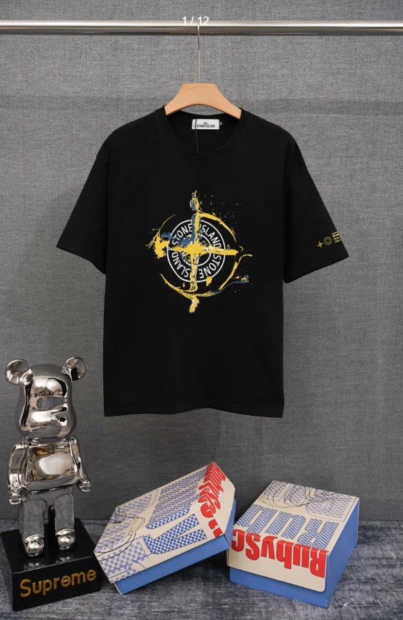 Stone Island T-Shirts Compass Graphic Short-Sleeve T-Shirt — SD 46 Black
