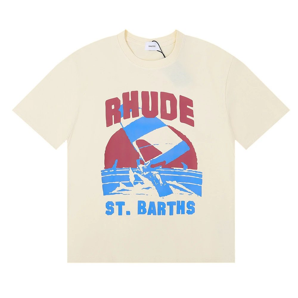 Rhude T-Shirts Graphic Print — 5069 Apricot color