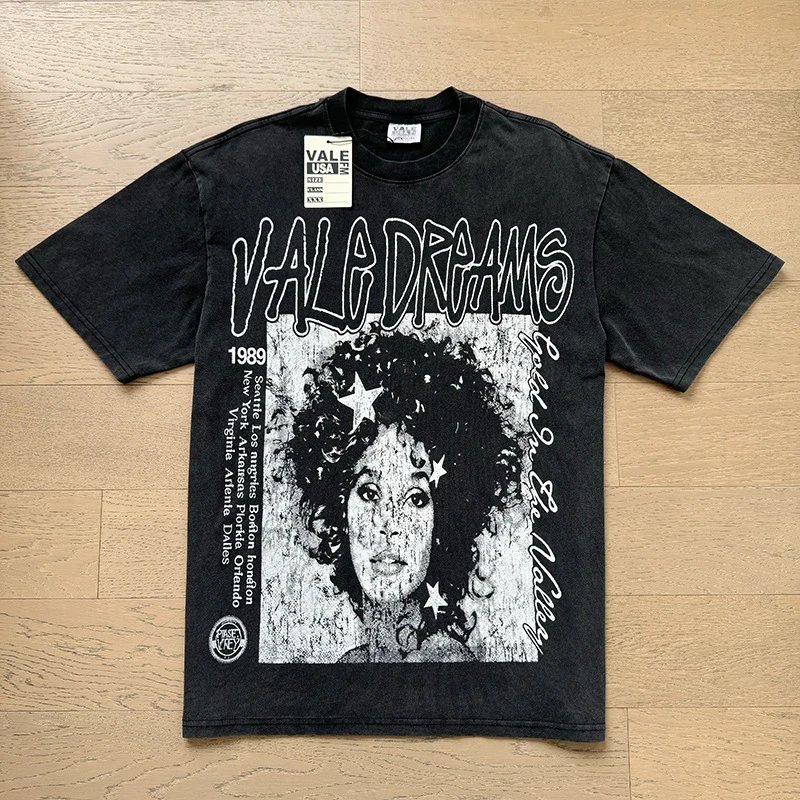 Vale Lives T-Shirts Washed graphic short-sleeve T-shirt — 8131 Washed black