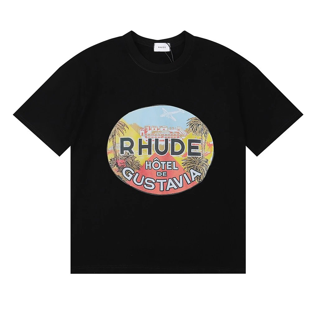 Rhude T-Shirts Graphic Print — 5066 black
