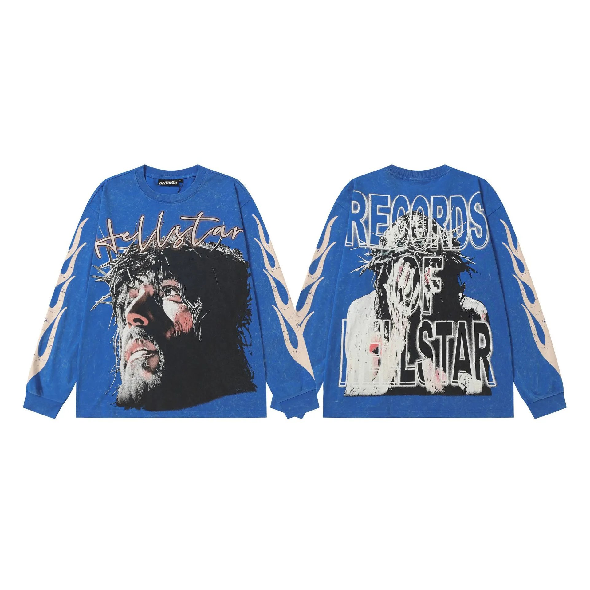 Hellstar T-Shirts Washed Graphic Long-Sleeve — 9102 Washed blue