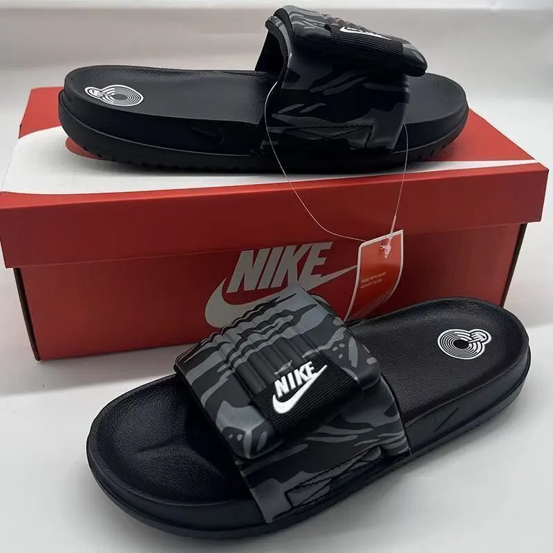 Nike Slippers Adjustable hook-and-loop slide — NK Small label Velcro-camouflage black