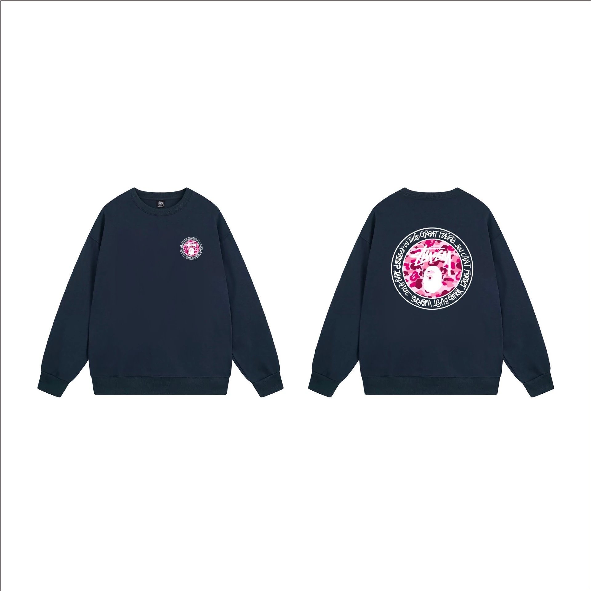 Stüssy Hoodies & Sweatshirts Crewneck graphic-print sweatshirt — 101 Navy Blue