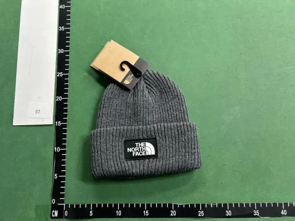 The North Face Logo Beanie Beige Knit Hat - 5