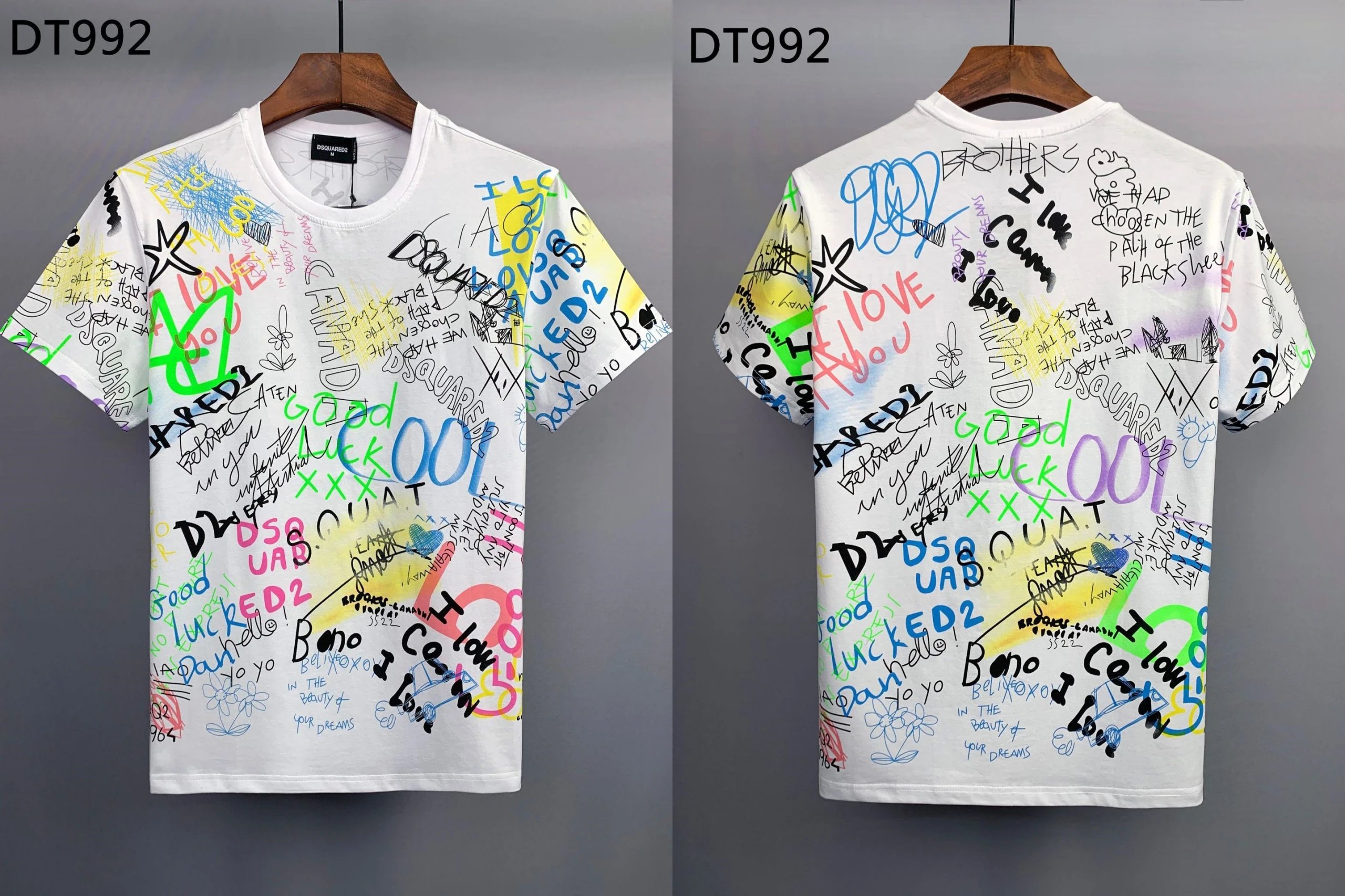 Dsquared2 T-Shirts DT992 graffiti-print crew-neck T-shirt — DT 992 white