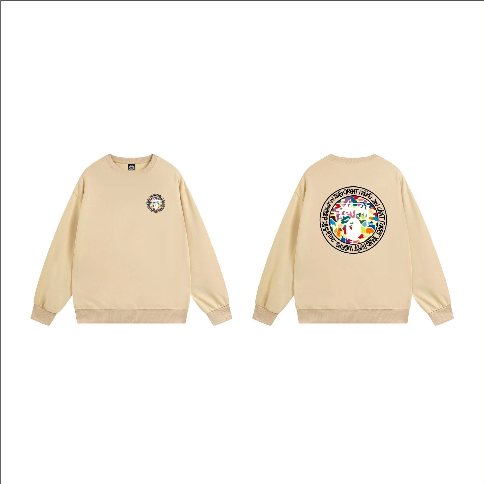 Stüssy Hoodies & Sweatshirts Crewneck graphic-print sweatshirt — 102 apricot