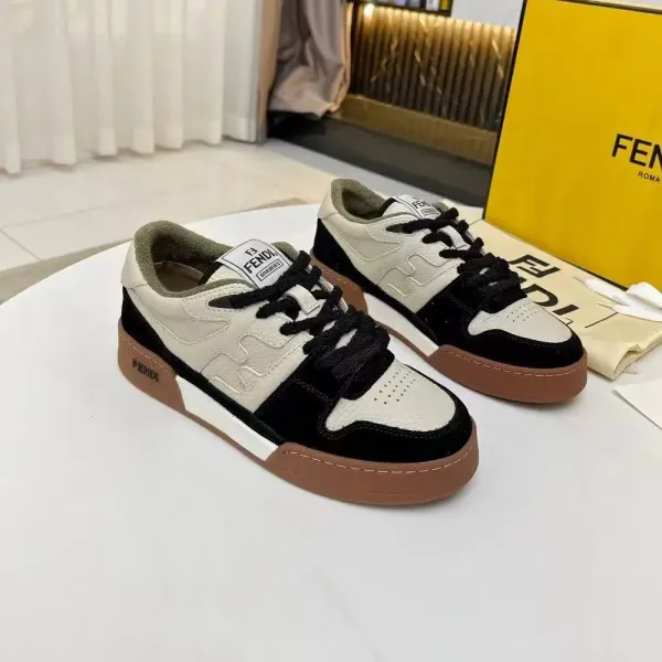 Fendi Run Away Sneakers Beige Black Brown Sneakers - 1