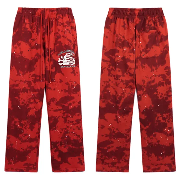 Hellstar Sport Tie-Dye Splatter Sweatpants Red - 1
