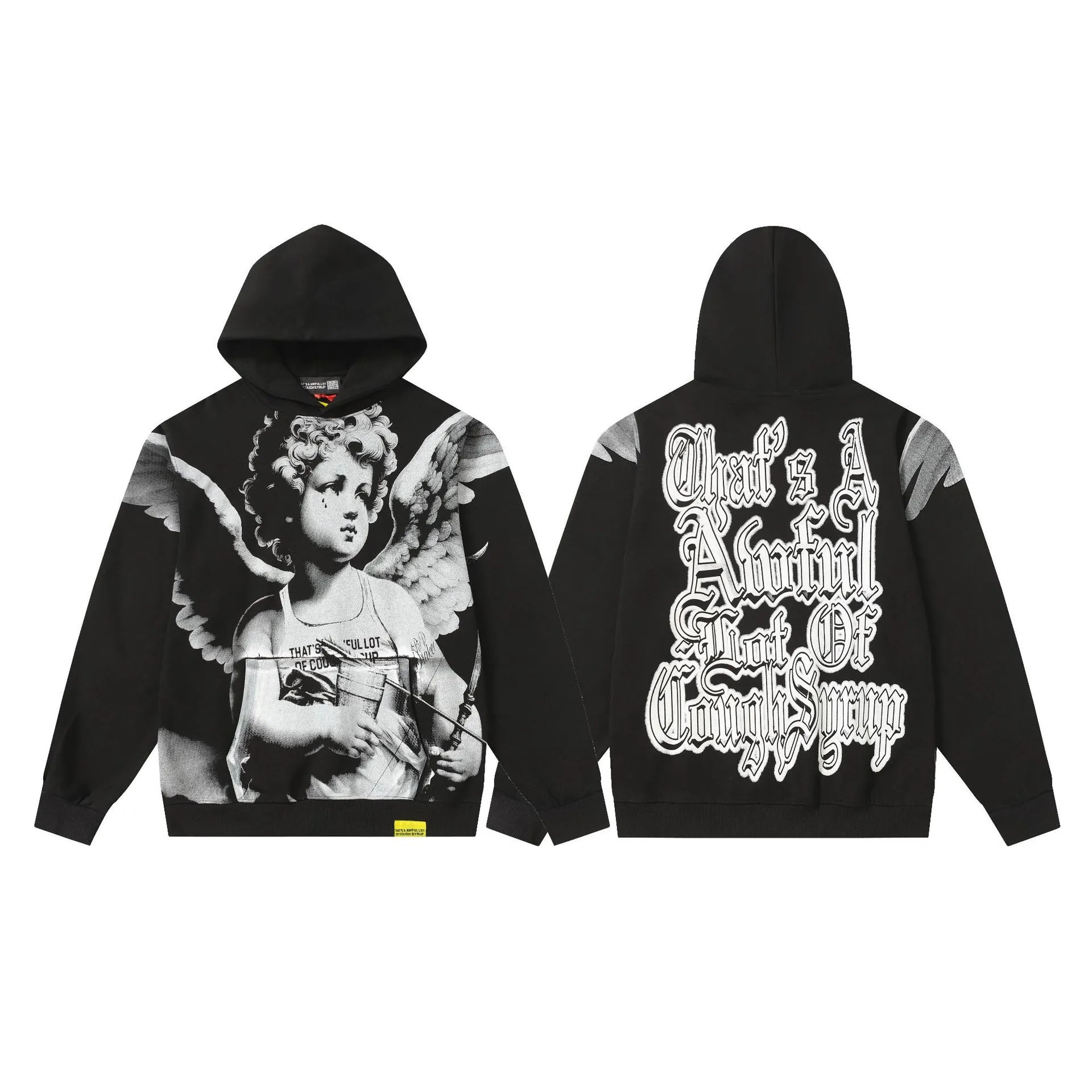 Deno Studio Hoodies & Sweatshirts That's a Awful Lot of Cough Syrup Graphic Pullover Hoodie — 0305 Black