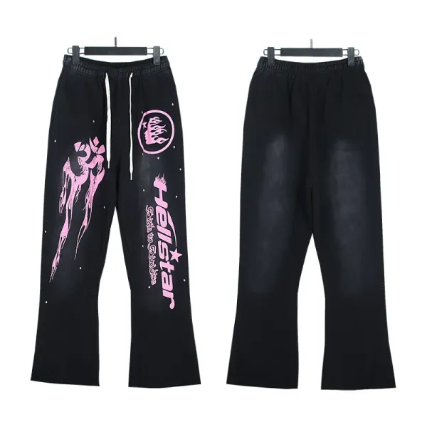 Hellstar Graphic Print Flared Sweatpants Black - 1