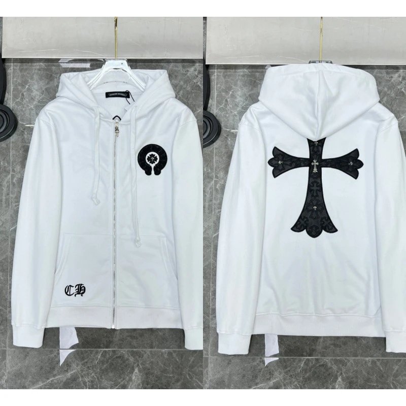 Chrome Hearts Hoodies & Sweatshirts Zip-Up with Cross Graphics — 8632 white