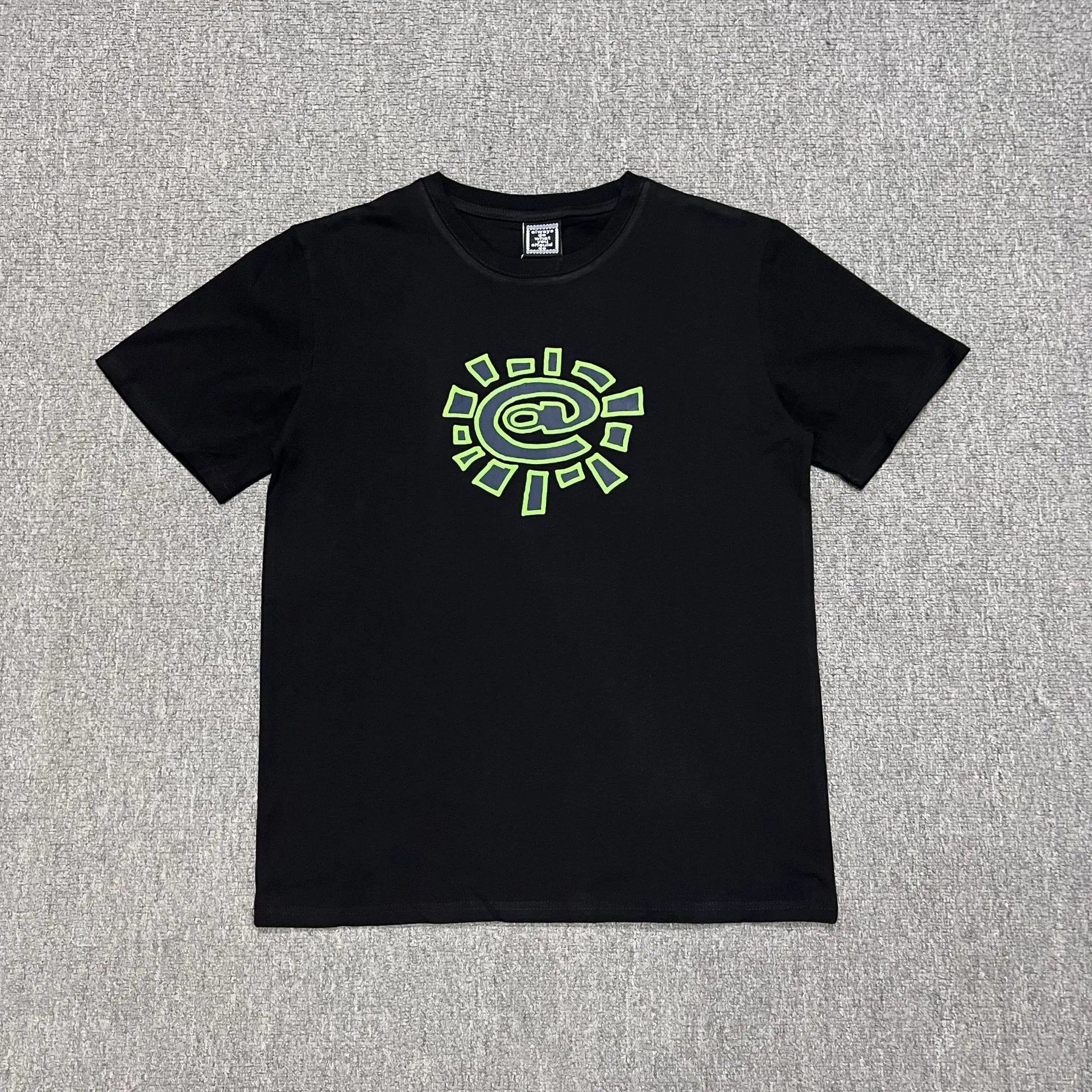 A&D Shorts Sun logo print — AD 04 Dark mark with purple and green edges