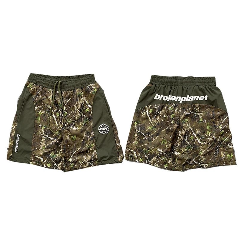 Broken Planet Shorts Drawstring graphic — 3192 Green