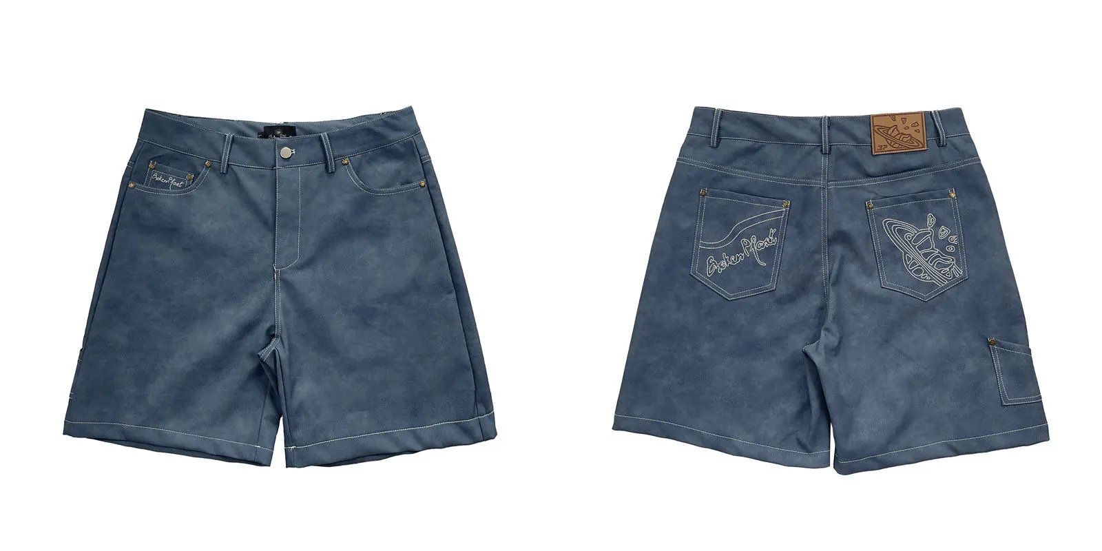 Broken Planet Shorts Graphic and plaid — 3168 blue