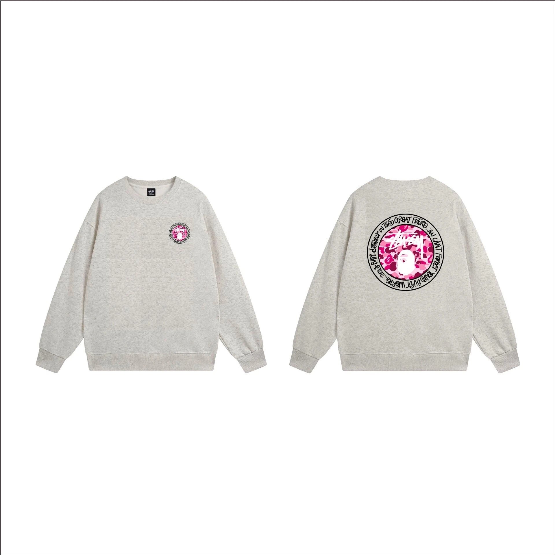 Stüssy Hoodies & Sweatshirts Crewneck graphic-print sweatshirt — 101 Heather Gray