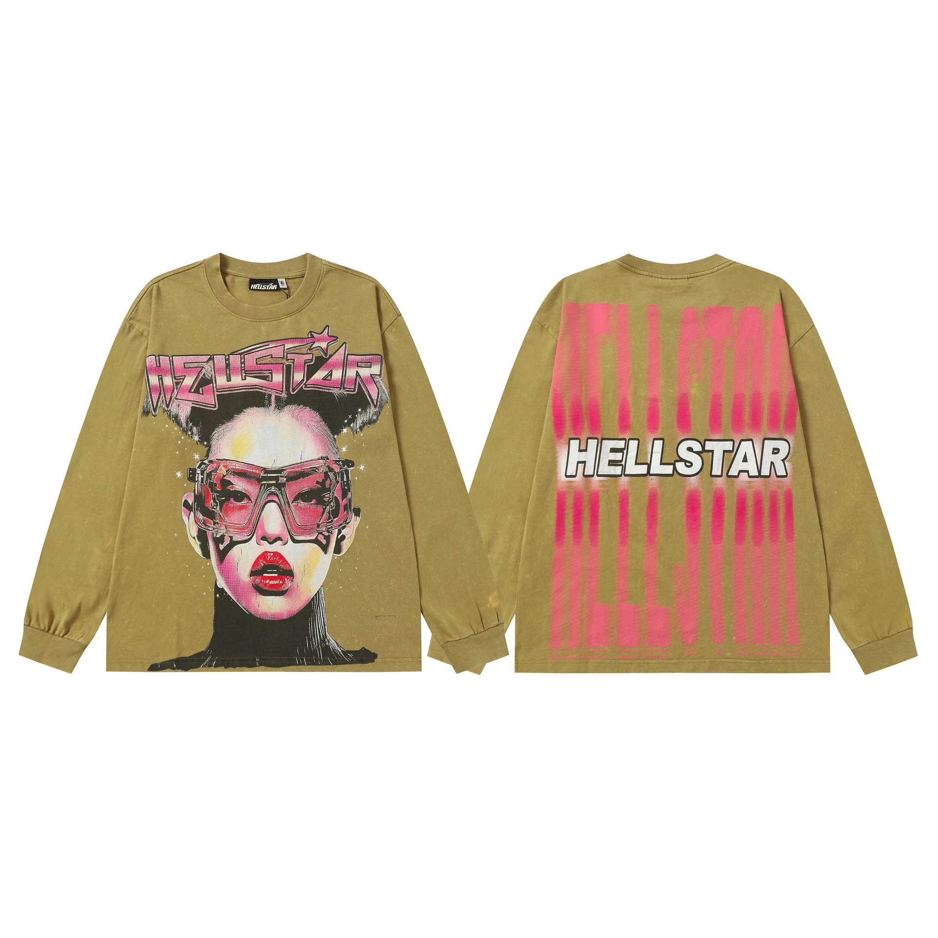 Hellstar T-Shirts Washed Graphic Long-Sleeve — 9115 Washed yellow