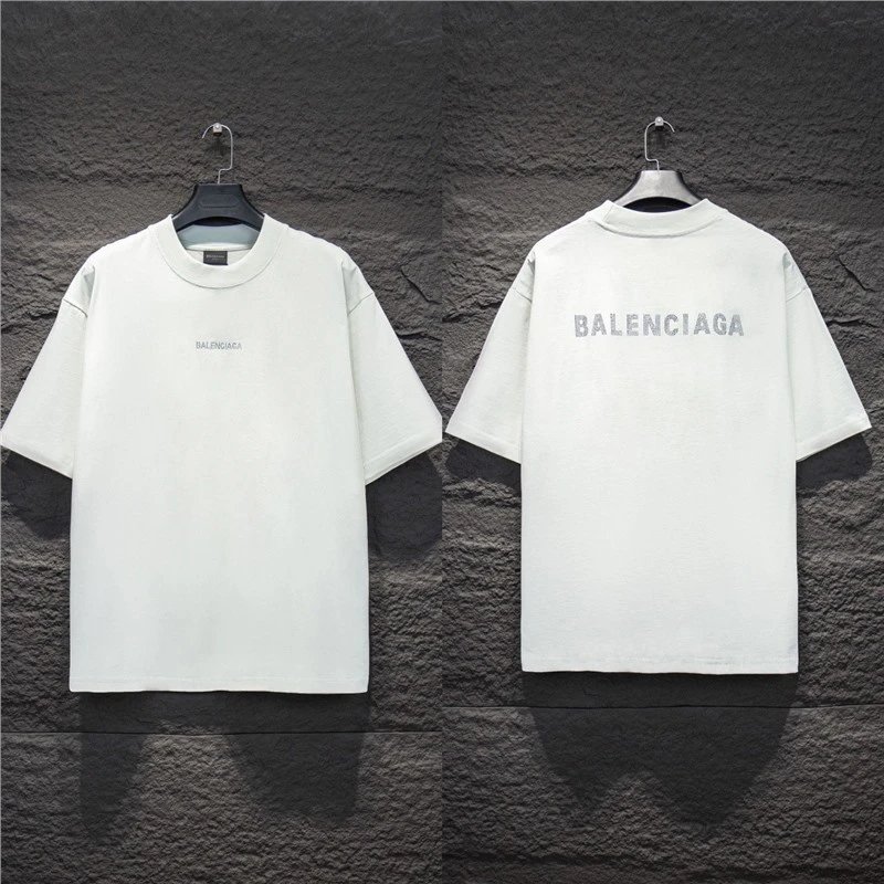 Balenciaga T-Shirts Logo Graphic Oversized Short-Sleeve T-Shirt — 5182 white
