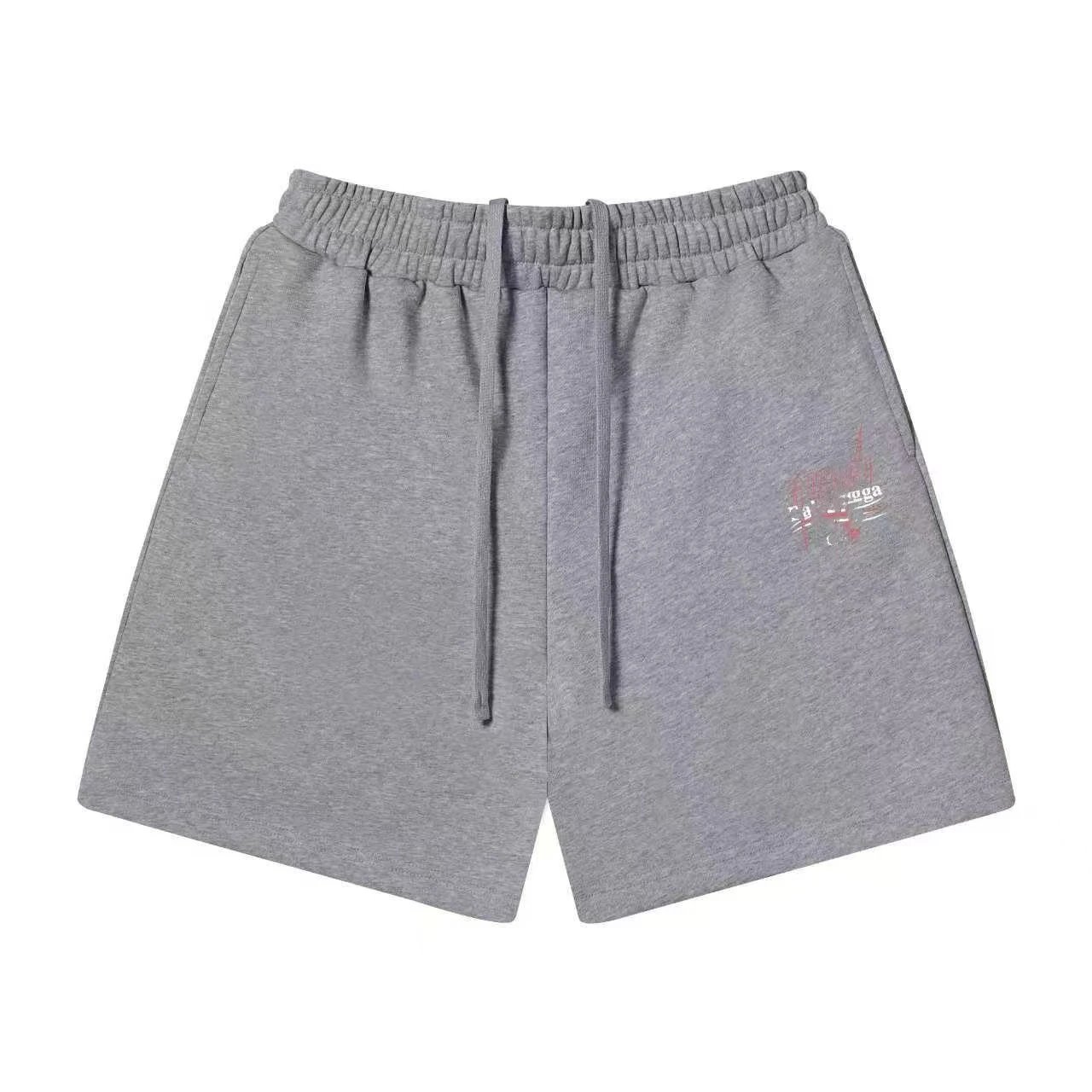 Unbranded Shorts Elastic-Waist Drawstring Graphic — 53 Heather gray