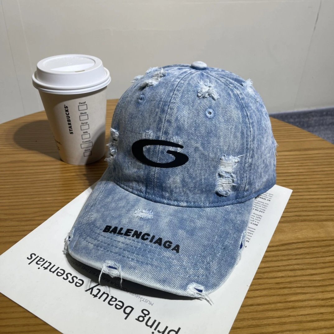 Balenciaga Hats Distressed Embroidered Baseball Cap — 11-8