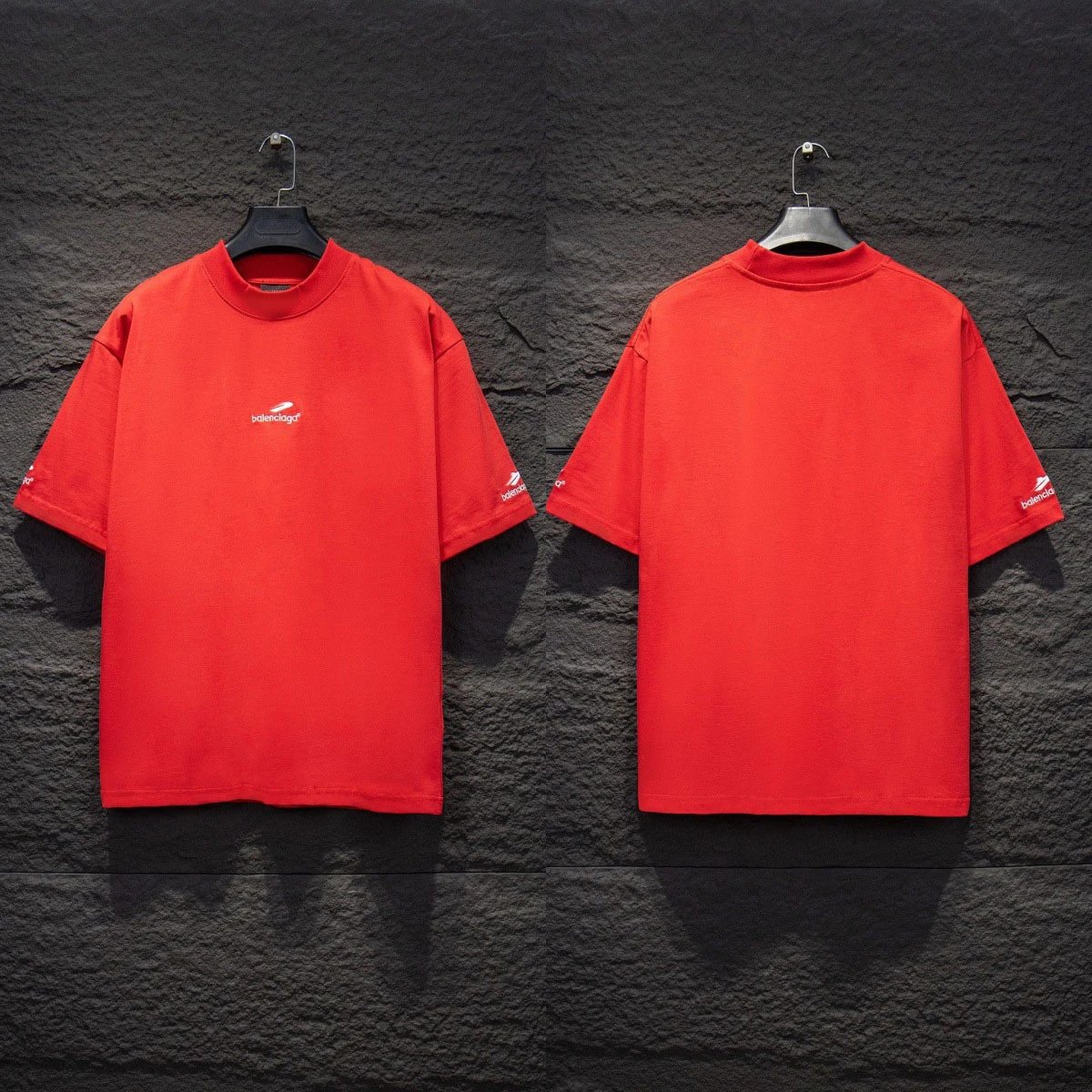 Balenciaga T-Shirts Logo Graphic Oversized Short-Sleeve T-Shirt — 5162 red