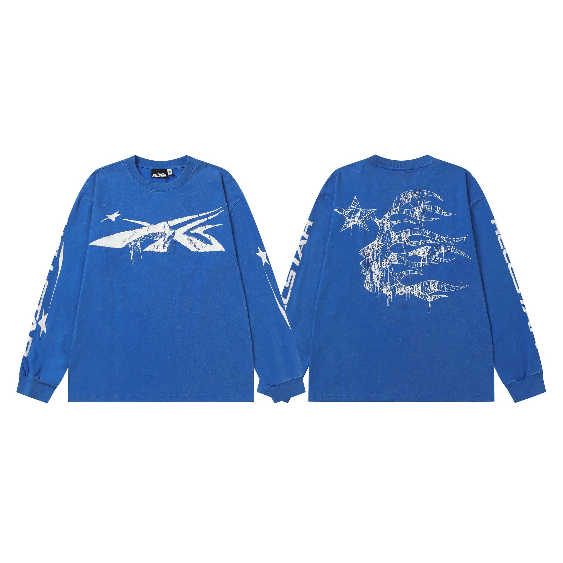 Hellstar T-Shirts Washed Graphic Long-Sleeve — 9118 Washed blue