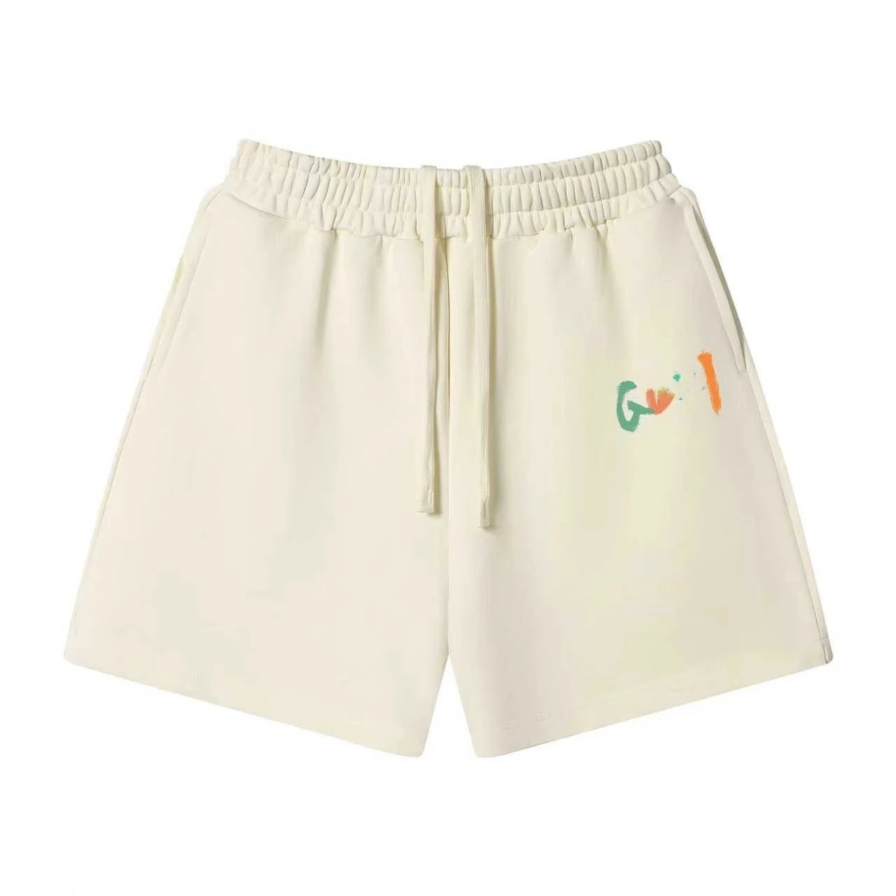 Unbranded Shorts Elastic-Waist Drawstring Graphic — 54 Beige