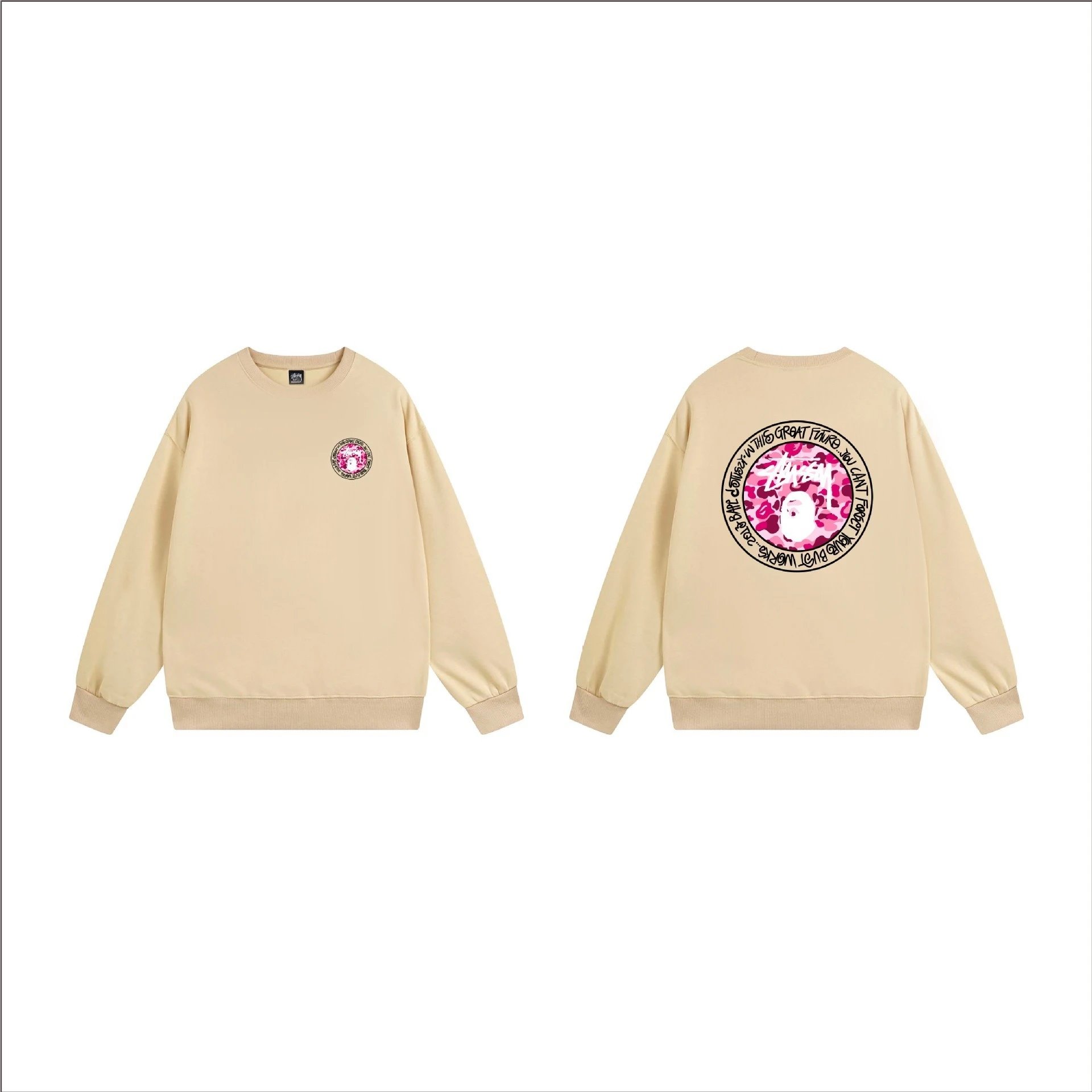 Stüssy Hoodies & Sweatshirts Crewneck graphic-print sweatshirt — 101 apricot