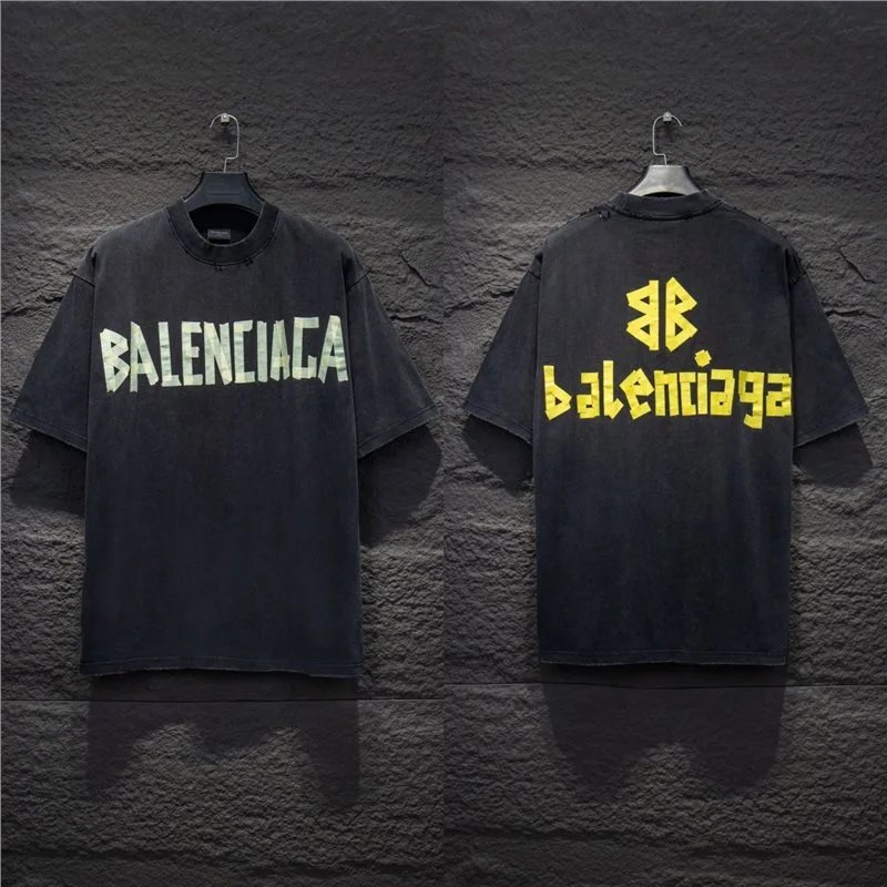 Balenciaga T-Shirts Logo Graphic Oversized Short-Sleeve T-Shirt — 5027 black