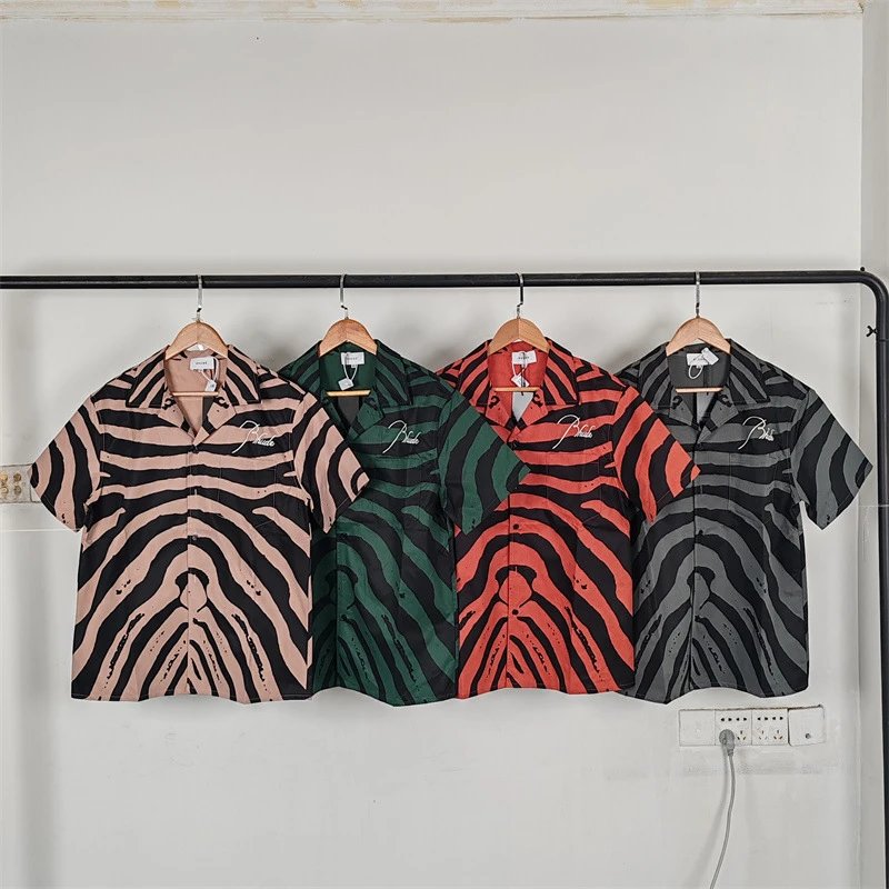 Rhude Shirts Embroidered Palm Tree Color-Block Short-Sleeve Shirt image 4