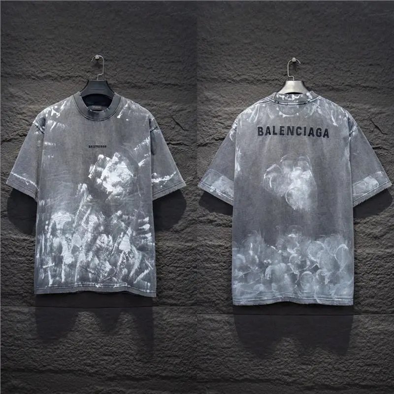 Balenciaga T-Shirts Logo Graphic Oversized Short-Sleeve T-Shirt — 5174 gray