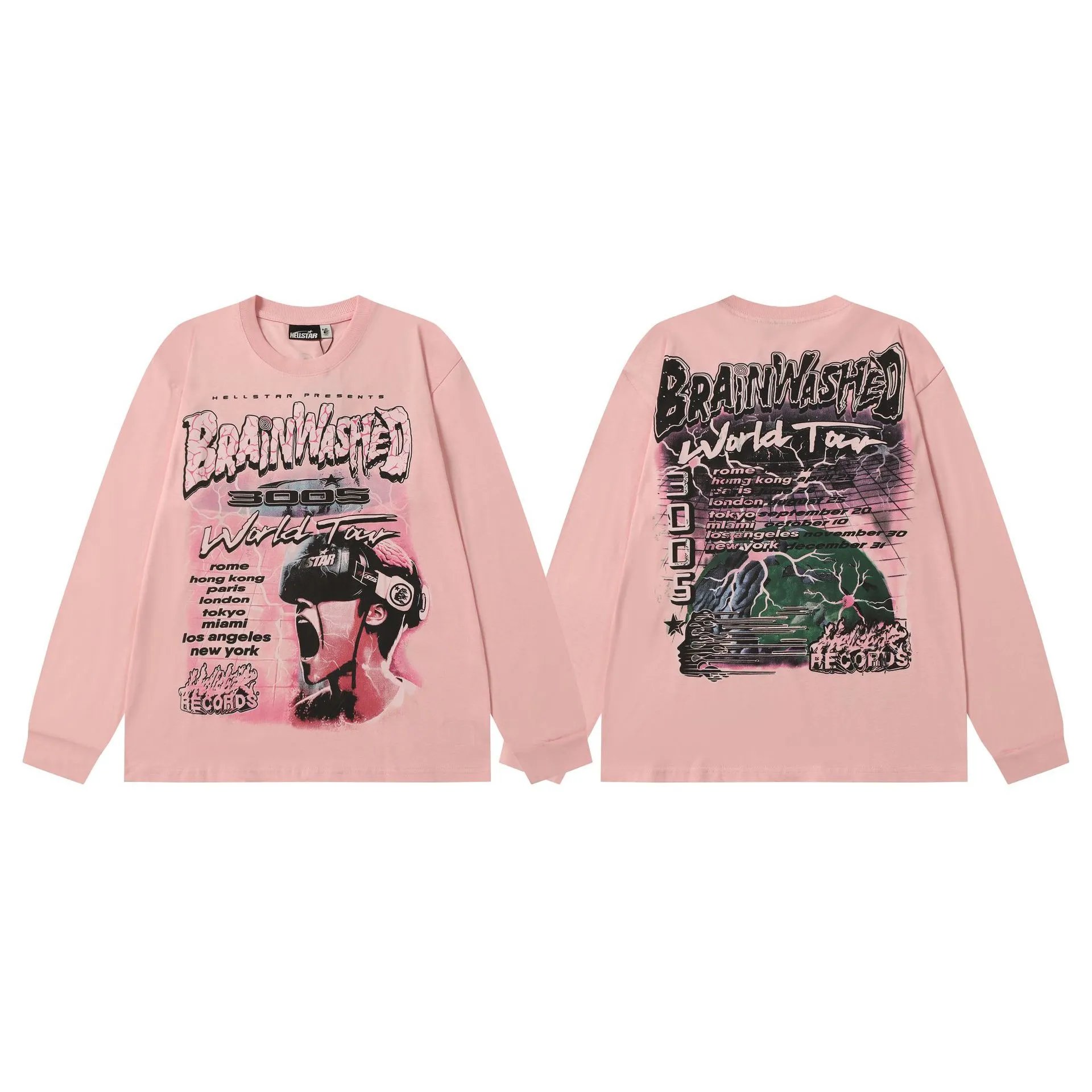 Hellstar T-Shirts Graphic Print Long-Sleeve T-Shirt — 7108 Pink