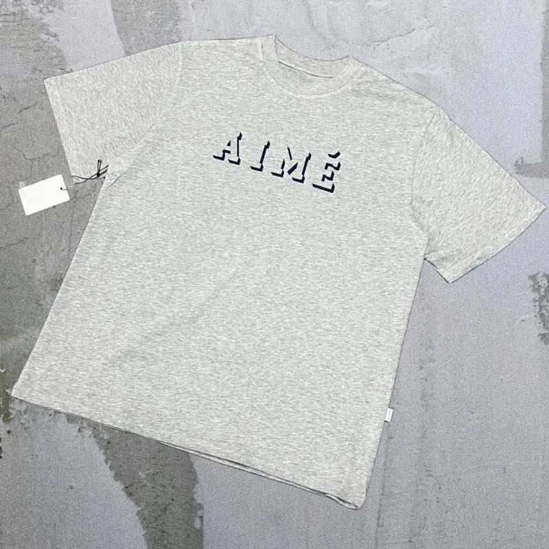 Aimé Leon Dore T-Shirts Short-sleeve logo graphic T-shirt — Heather gray three-dimensional letter A17