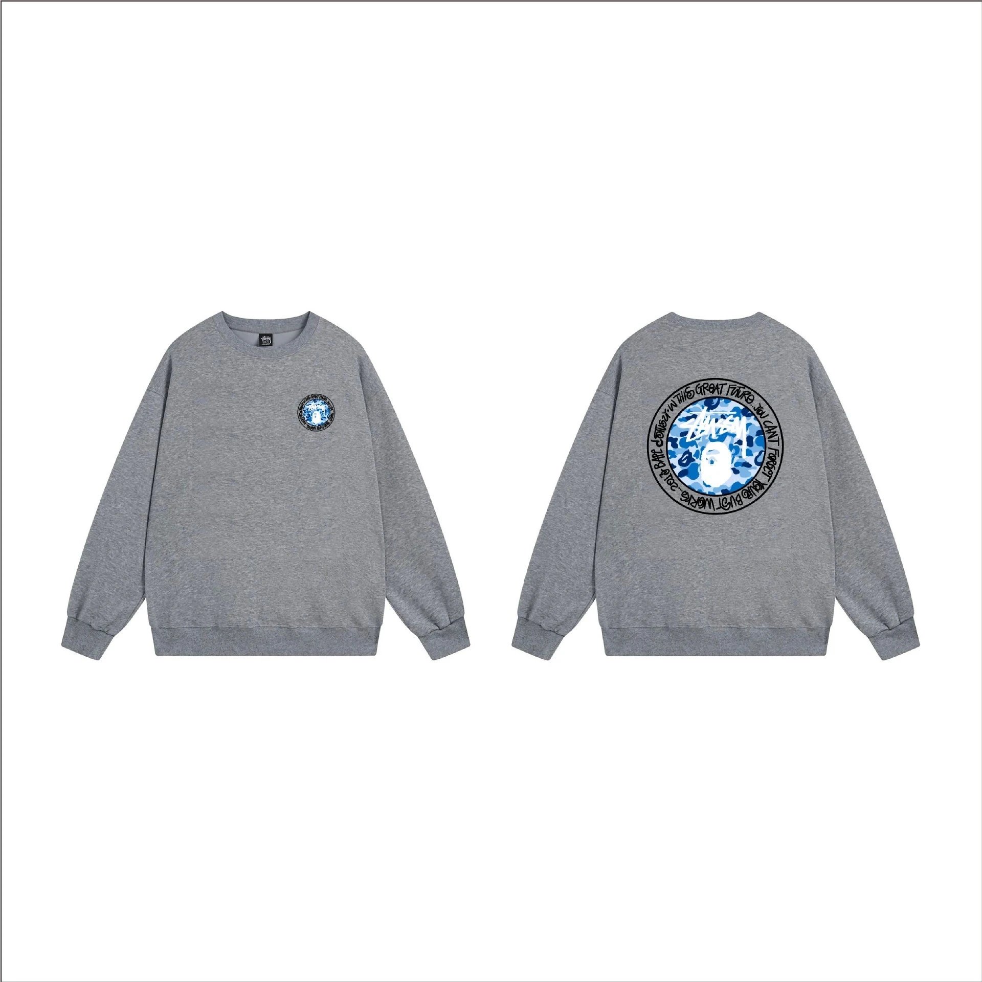 Stüssy Hoodies & Sweatshirts Crewneck graphic-print sweatshirt — 103 Dark Gray