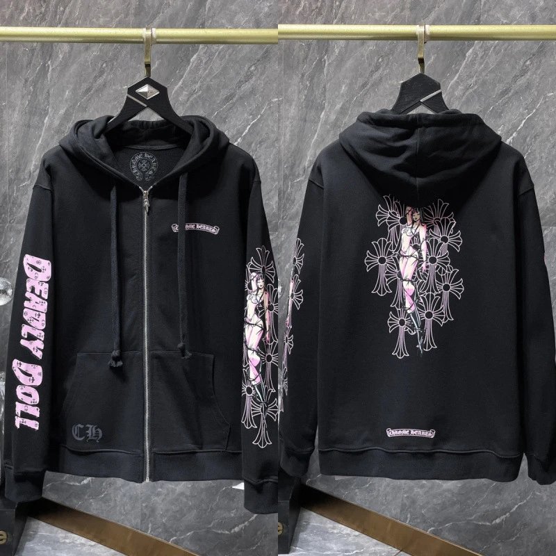 Chrome Hearts Hoodies & Sweatshirts Zip-Up with Cross Graphics — 8660 black