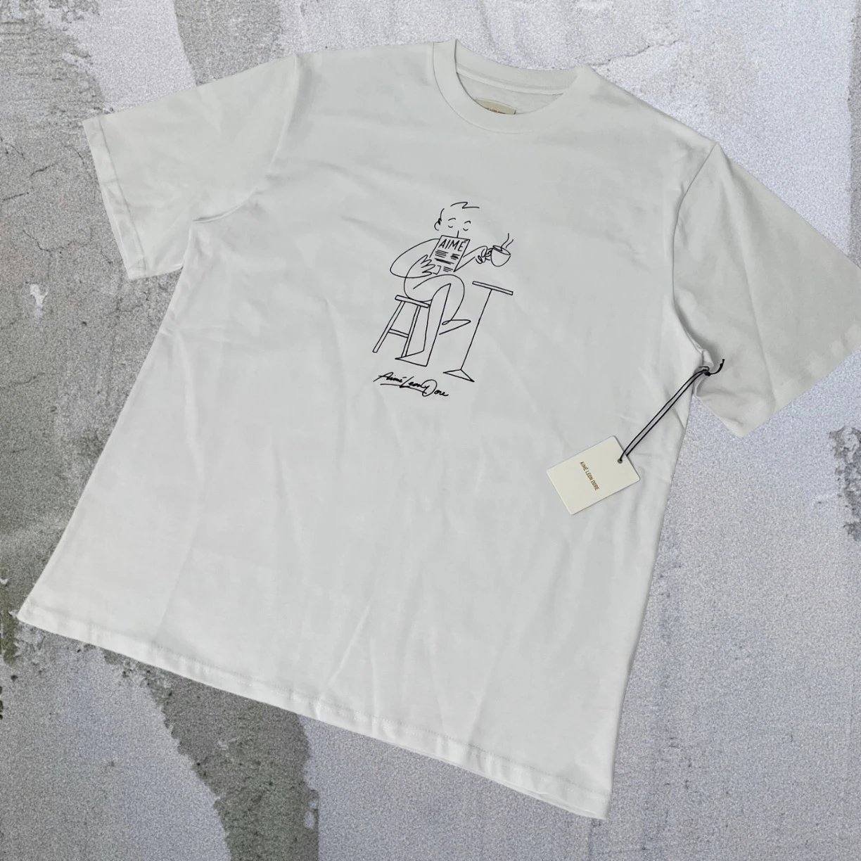 Aimé Leon Dore T-Shirts Short-sleeve logo graphic T-shirt — White Boy Hand-Painted A02