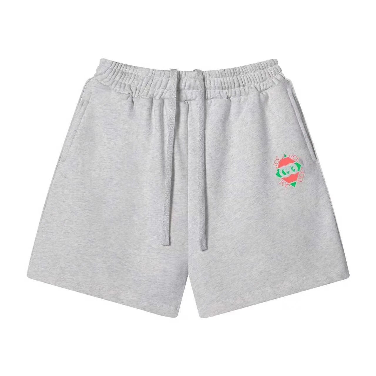 Unbranded Shorts Elastic-waist drawstring with graphic logo print — 33 White and gray