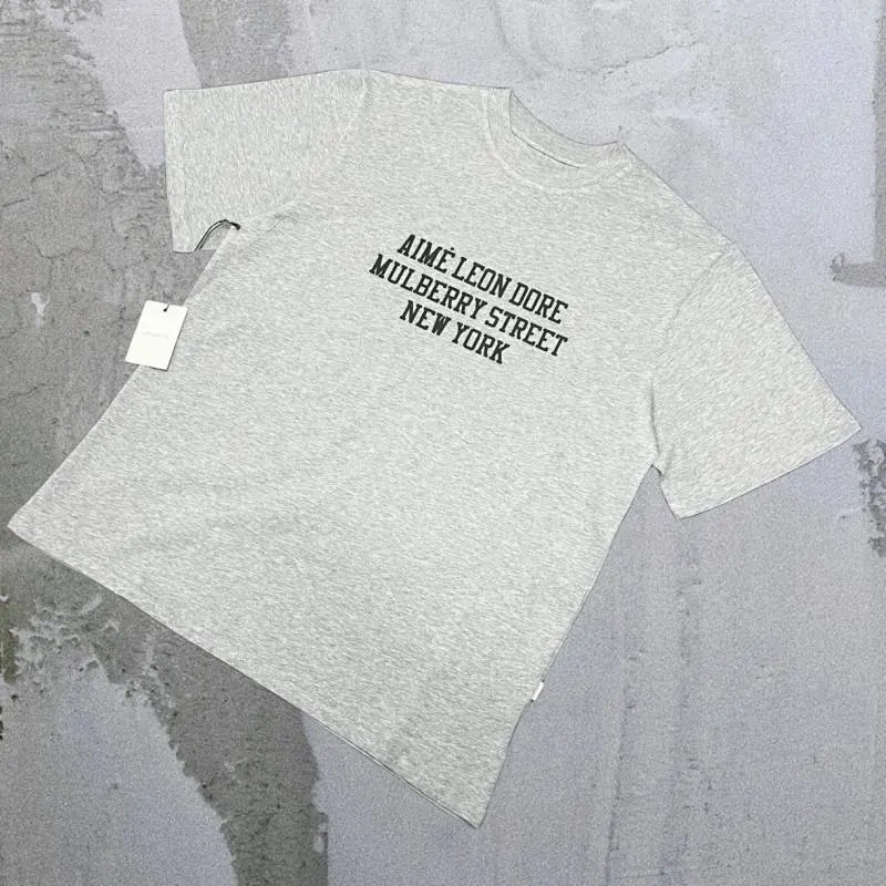 Aimé Leon Dore T-Shirts Short-sleeve logo graphic T-shirt — Floral gray letter A16