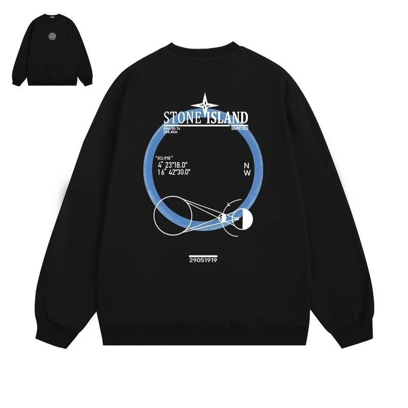 Stone Island Hoodies & Sweatshirts Graphic Crewneck Sweatshirt — 609 Black (fleece-lined))