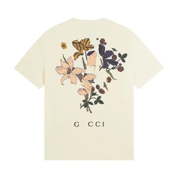 Gucci Floral Print Beige T-Shirt - 1