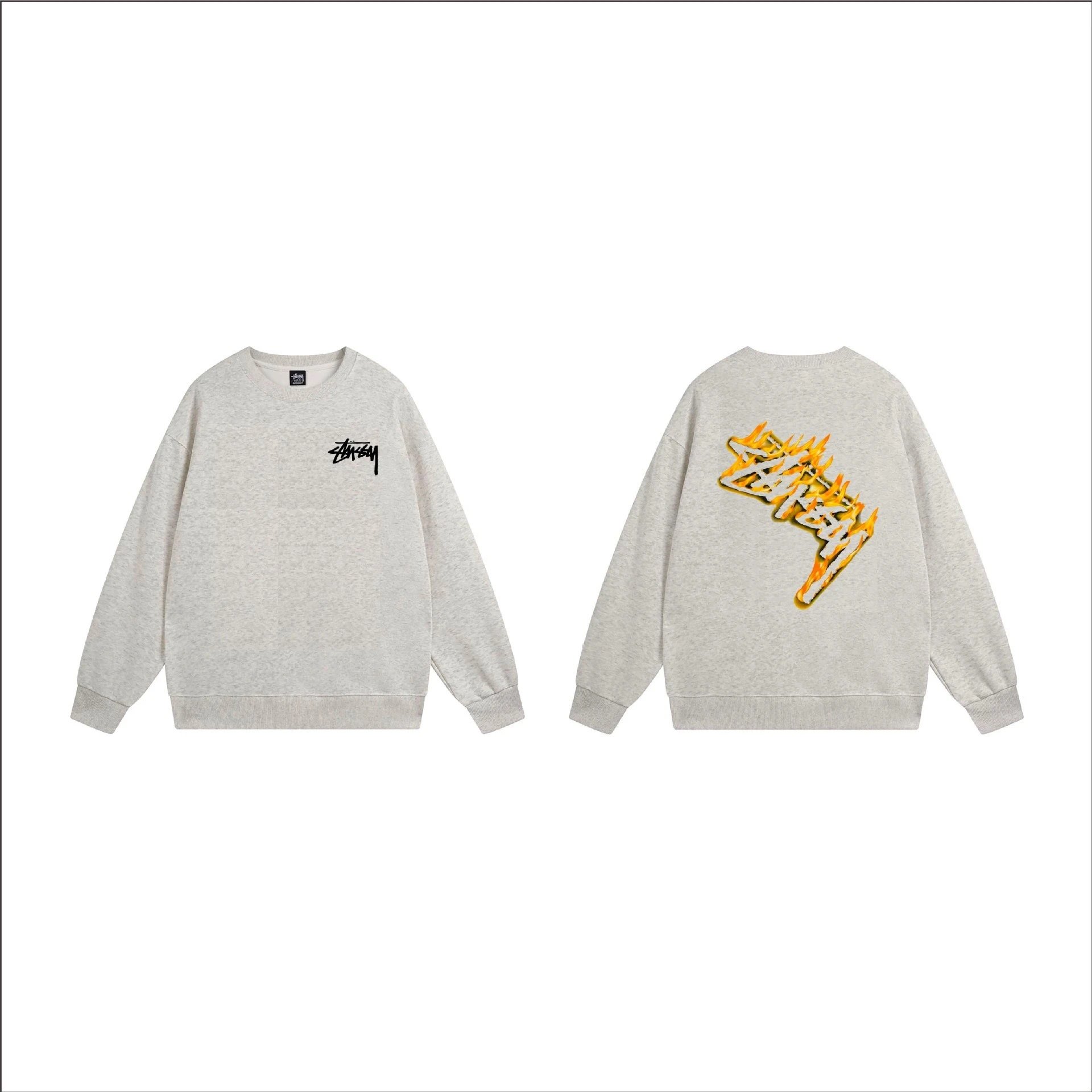 Stüssy Hoodies & Sweatshirts Crewneck graphic-print sweatshirt — 105 Heather Gray