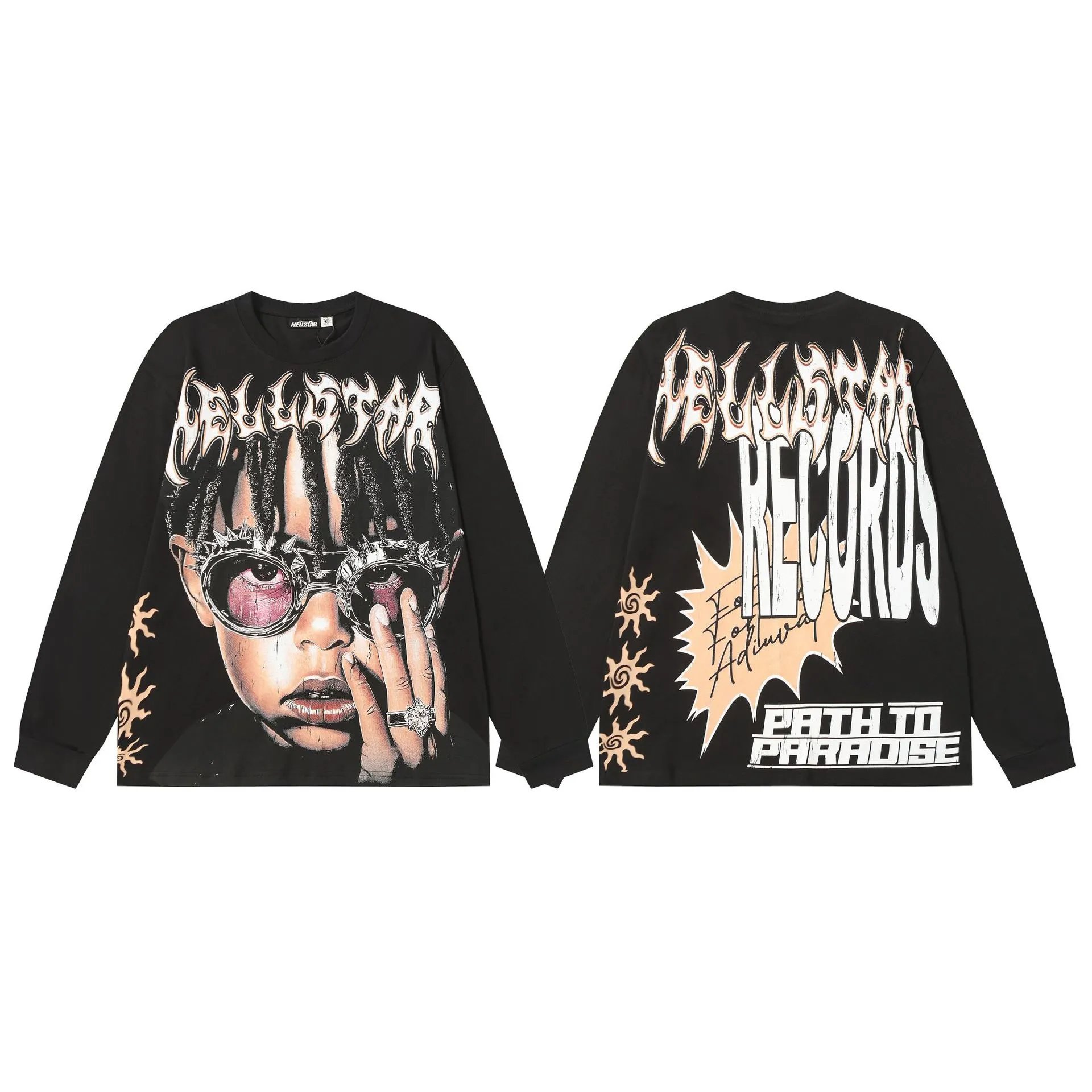 Hellstar T-Shirts Graphic Print Long-Sleeve T-Shirt — 7110 Black