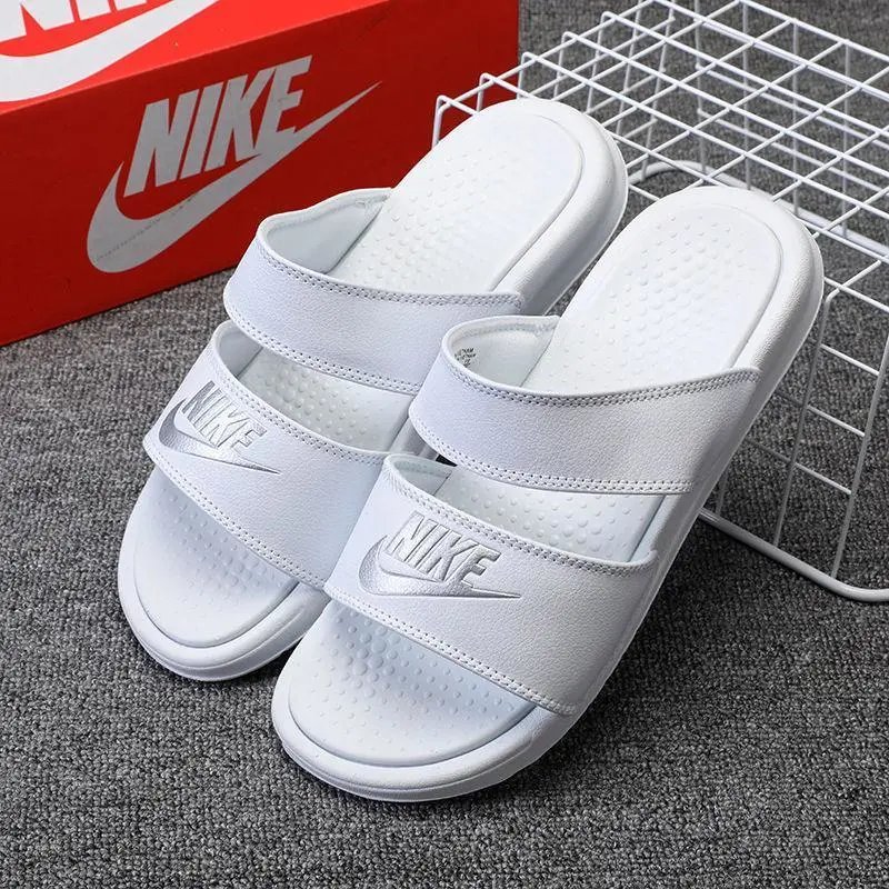 Nike Slippers Adjustable hook-and-loop slide — NK large particles white