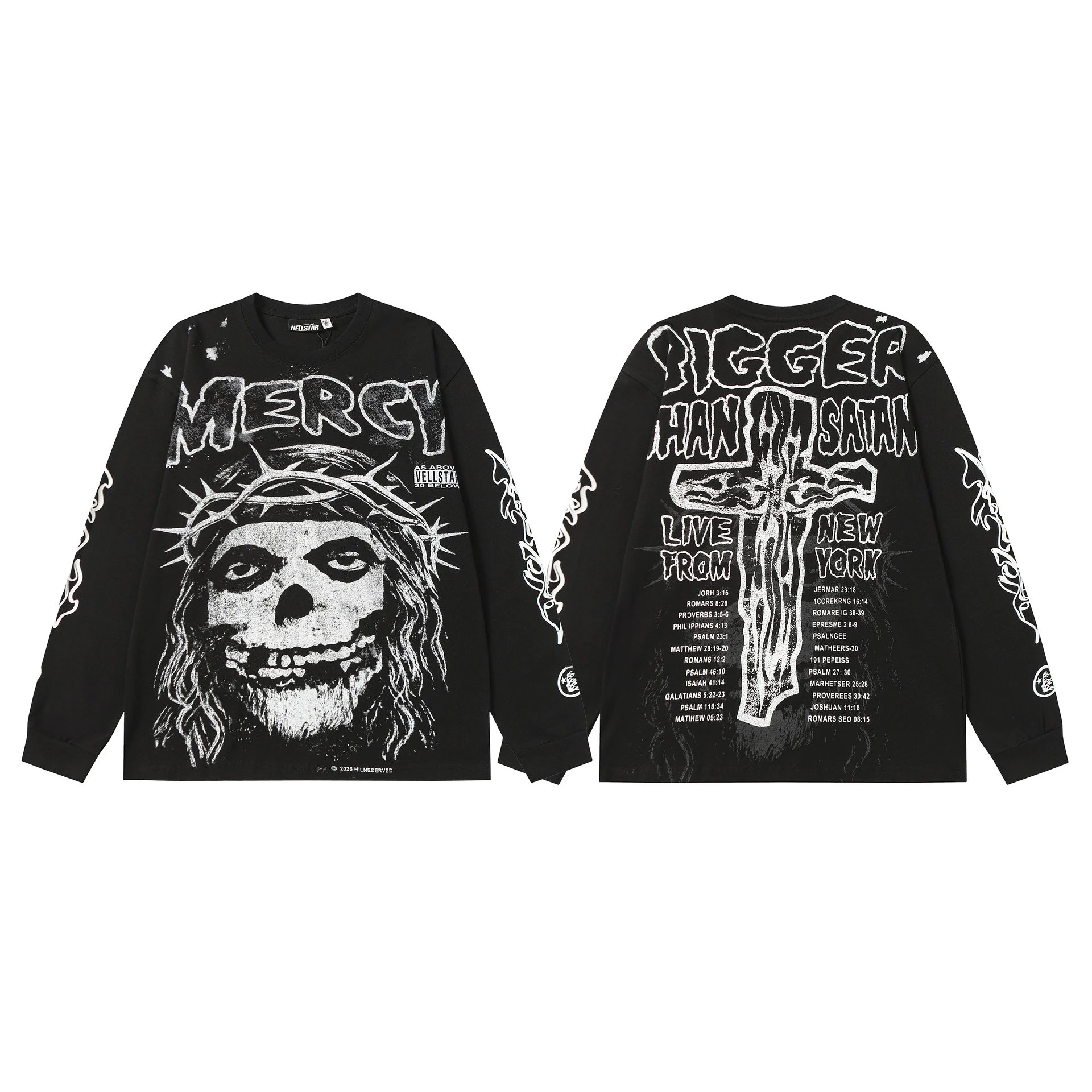 Hellstar T-Shirts Graphic Print Long-Sleeve T-Shirt — 7113 Black