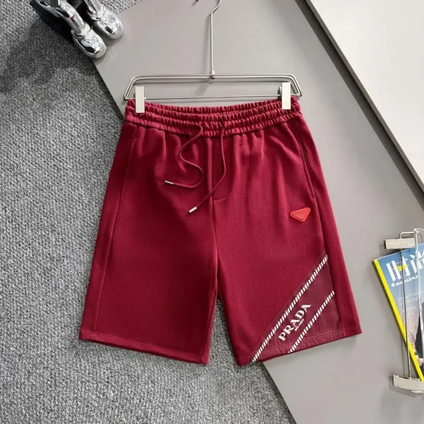 Prada Logo-Embroidered Burgundy Track Shorts - 1