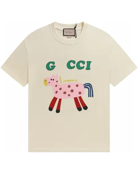 Gucci Horse Print T-Shirt Beige - 1